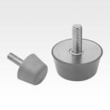 Rubber buffers stainless steel type K conical with external thread, grey