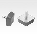 Rubber buffers stainless steel type KV rectangular with external thread, grey