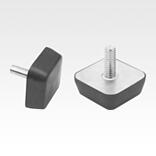 Rubber buffers, steel, type KV square with external thread