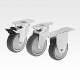 Swivel and fixed equipment castors, steel with TPU tread, for aluminium profiles
