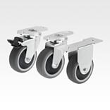 Swivel and fixed equipment castors, steel with TPU tread, electrically conductive for aluminium profiles