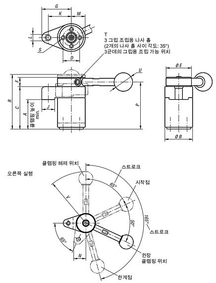 스윙 래치 클램프, 오른손잡이형