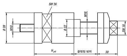스틸 클램핑 볼트, 높이 50 및 100
