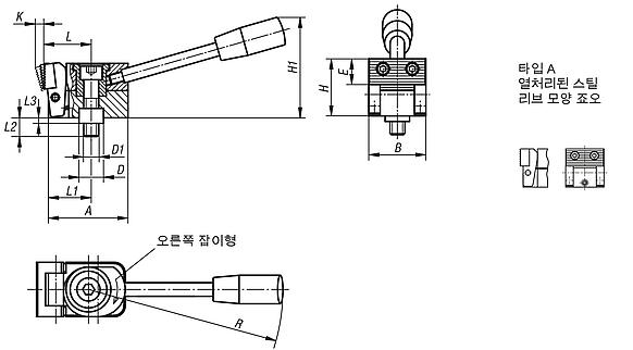 풀다운 스프링 반환 클램프