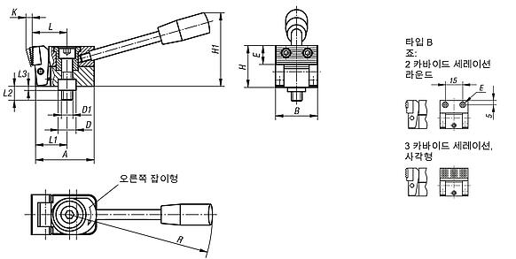 풀다운 스프링 반환 클램프