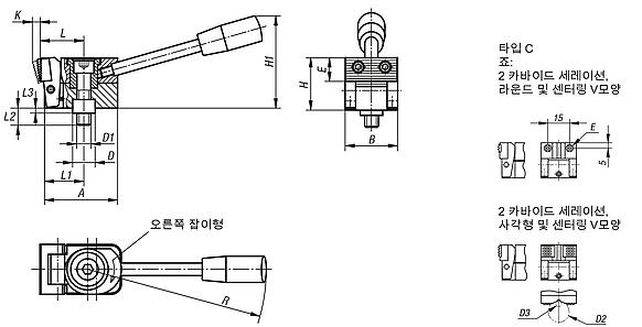 풀다운 스프링 반환 클램프