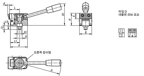 풀다운 스프링 반환 클램프