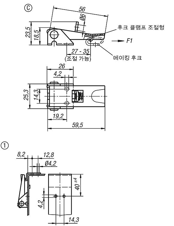 패스너 조절형 - 숨김형 나사 드릴 홀 타입 C
