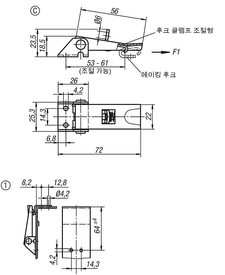 패스너 조절형 - 안전형 나사 드릴 홀 타입 C