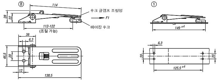 패스너 조절형 - 안전형 나사 드릴 홀 타입 B