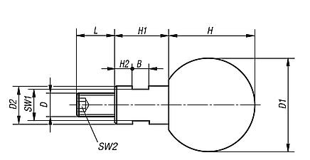 Ball grips revolving with external thread