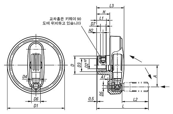 핸드 휠 안전 원통형 그립 