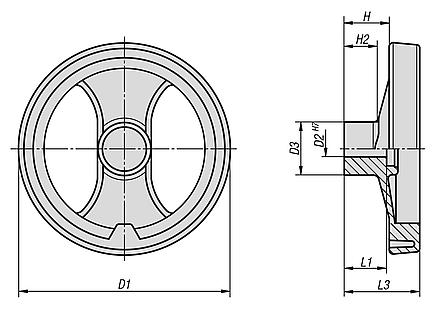 Handwheels 2-spoke plastic