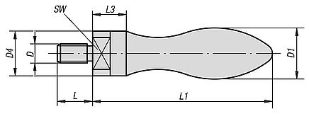 Machine handles revolving similar to DIN 98 Form E, stainless steel