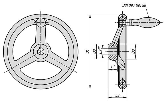 Handwheels DIN 950 grey cast iron