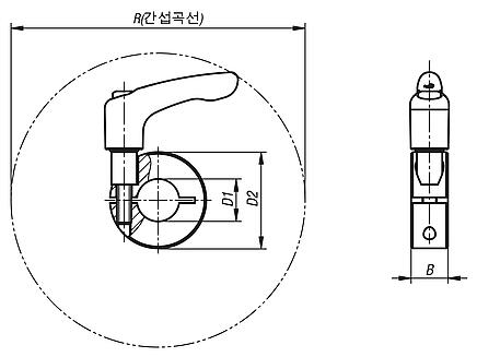 클램핑 링, 슬롯 있음, 클램핑 레버 부착