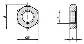 육각 너트 낮은 타입 DIN 439 / ISO 4035