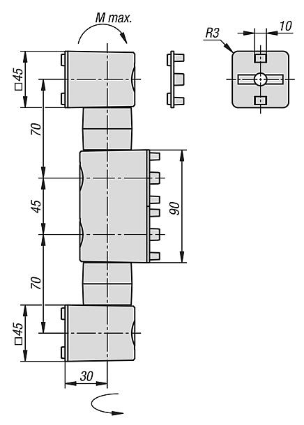 이중 마찰 조인트 45/90/45 타입 B