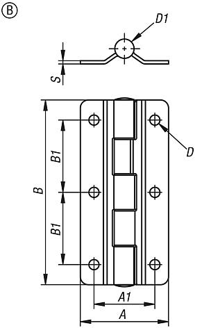 Hinges, stainless steel with preset friction, Form B