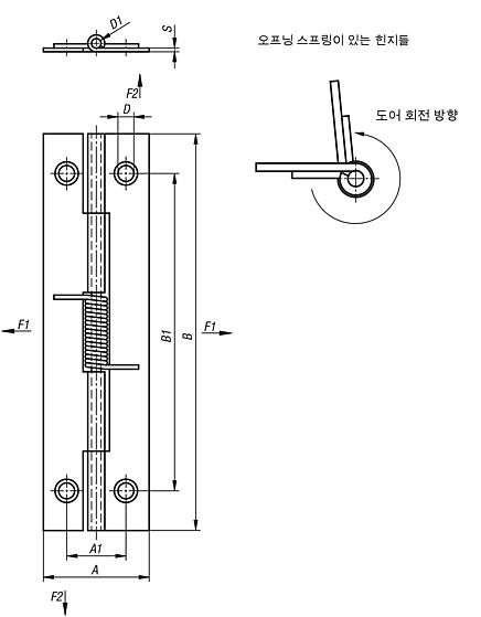 스프링 힌지 스틸 혹은 스테인레스 스틸 소재, 75mm