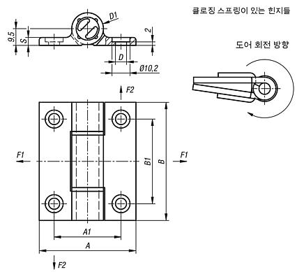스프링 힌지, 알루미늄 프로파일 클램핑 스프링 힌지 0.35Nm, 스프링 잠김