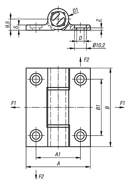 스프링 힌지, 알루미늄 프로파일 클램핑 스프링 힌지 0.35Nm