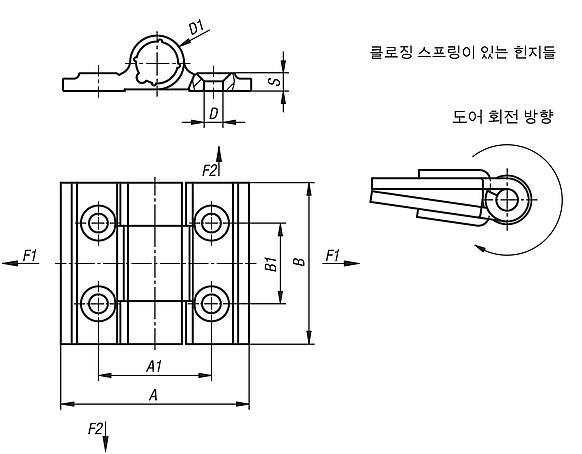 스프링 힌지, 알루미늄 프로파일 클램핑 스프링 힌지 0.20Nm, 스프링 잠김