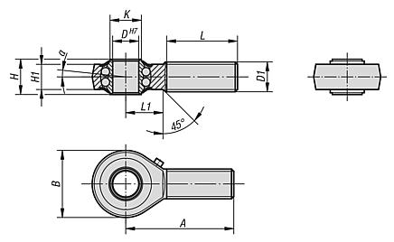 볼 베어링 조인트 헤드 수나사 DIN ISO 12240-4