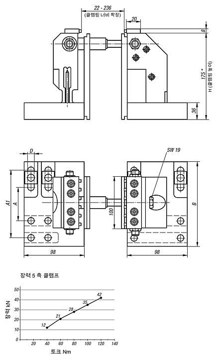 T 슬롯용 5축 클램핑 시스템