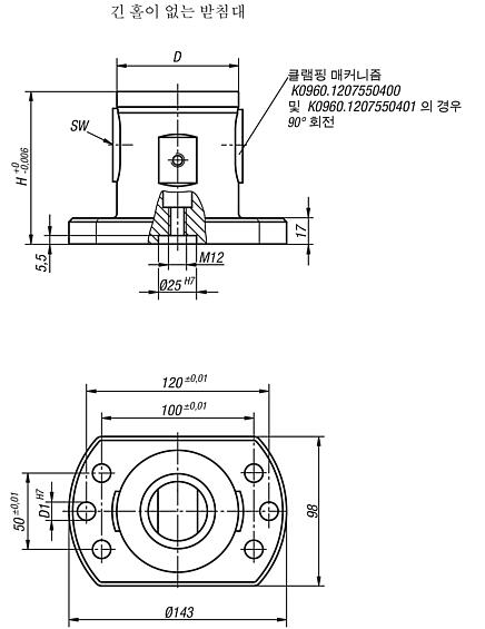 UNILOCK 5축 베이스 모듈 시스템 크기 80mm, A형