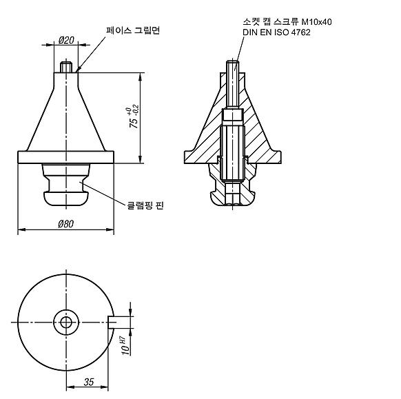 UNILOCK 5축 페이스 그립 어댑터, 시스템 크기 80mm