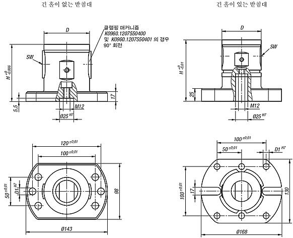 UNILOCK 5축 베이스 모듈 시스템 크기 80mm