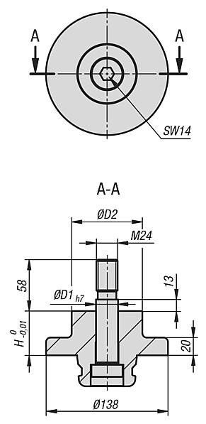 UNILOCK 5축 리듀서 어댑터 시스템 크기 138mm