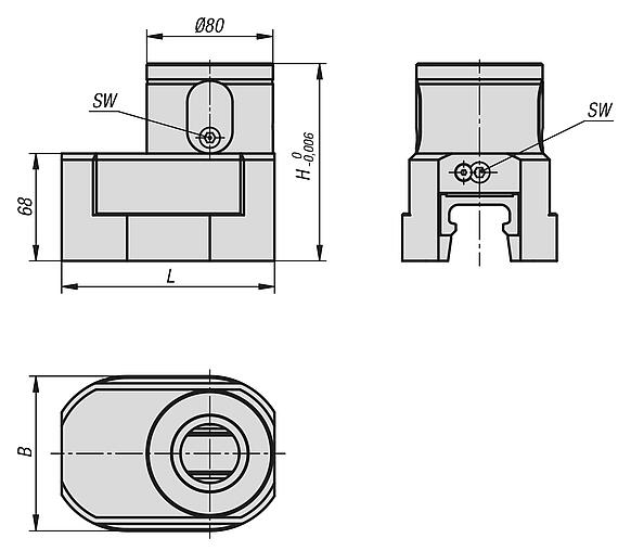 UNILOCK 5축 베이스 모듈 VARIO 시스템 크기 80 mm