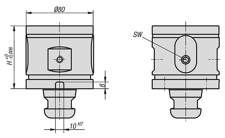 UNILOCK 5축 조합 클램핑 모듈 시스템 크기 80mm