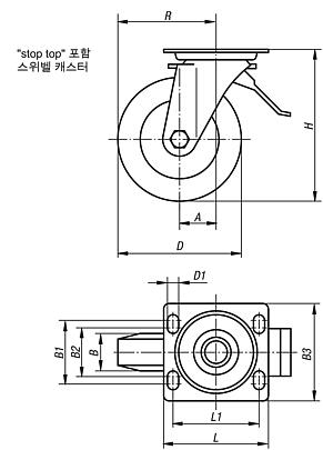 "stop top" 포함 스위벨 캐스터