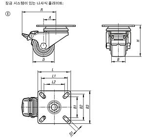 강판 스위벨 캐스터 컴팩트 모델, 타입 E