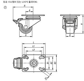 강판 스위벨 캐스터 컴팩트 모델, 타입 F
