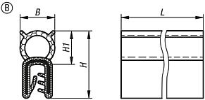 모서리 보호 프로파일, 와이어 로프 내장형, 타입 B