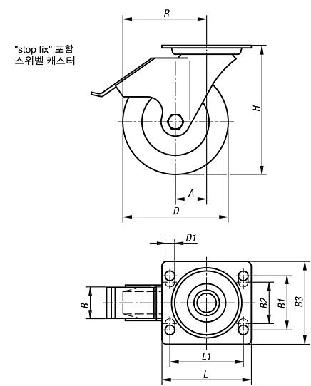 stop fix 포함 스위벨 캐스터