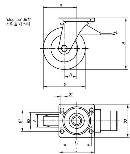 "stop top" 포함 스위벨 캐스터