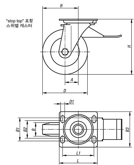 "stop top" 포함 스위벨 캐스터