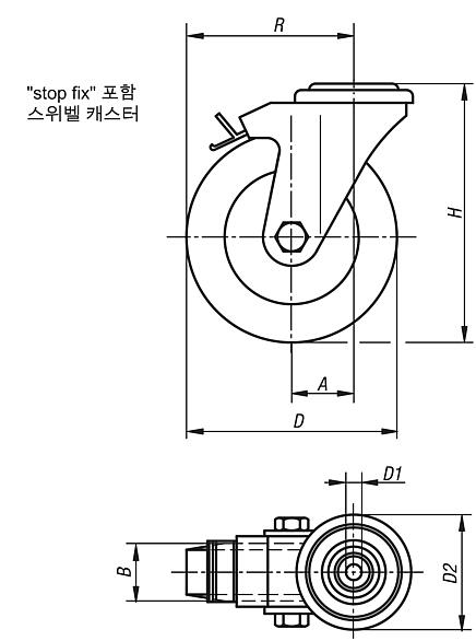 stop fix 포함 스위벨 캐스터