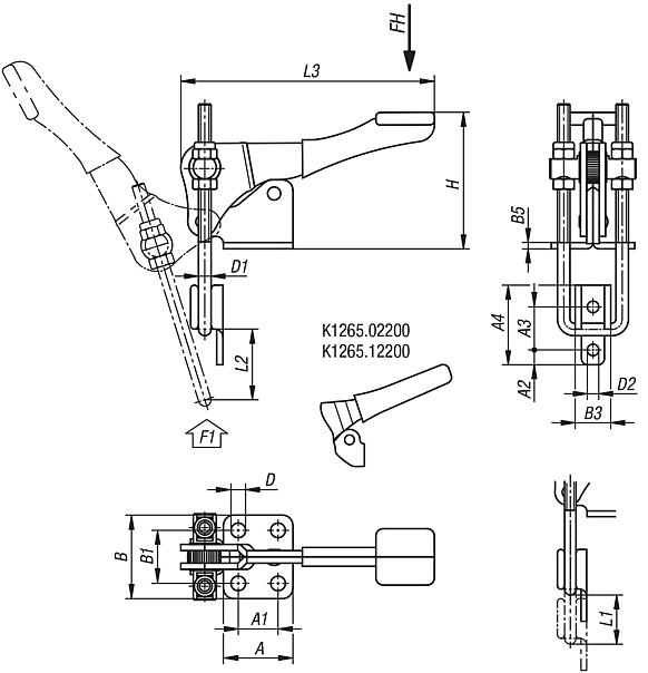 Toggle clamps latch vertical with catch plate