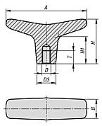 T 그립, 스테인리스 스틸, 암나사, Hygienic USIT® 실링 와셔 및 평면 와셔용, Freudenberg Process Seals